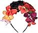 Accesyes Costume Mexican Flower Crown Day of Dead Headpiece Hawaiian BOHO Floral Headband Dia de Los Muertos Party Favor (Black Red)