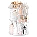 Rotating Makeup Organizer, DIY 8 Adjustable Layers Spinning Skincare Organizer, Cosmetic Display Case with Brush Holder Perfume Tray, Multi-Function Storage Carousel for Vanity Bathroom Countertop