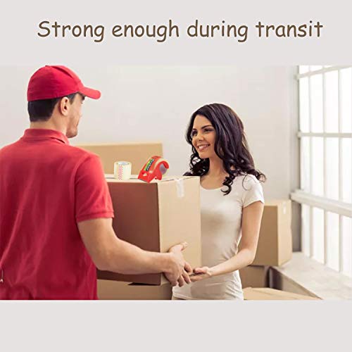 Image of Packing Tape with Dispenser, 12 Rolls Clear Shiping Package Tape, 2'' x 32.8 yd, 1.5'' Core, Designed for Packing, Shipping & Mailing (Pack of 5)