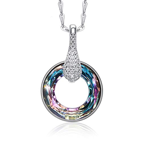 TITST Collar de Plata esterlina Elegante Rueda de la Suerte Colgante Adornado con Cristales Bodas de San Valentín para mujeresB Cover