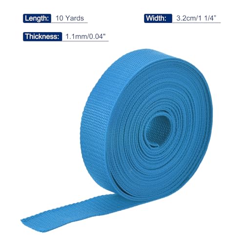 Image of MECCANIXITY Lightweight Polypropylene Webbing Strap 1 1 /4 inch 10 Yard Backpack Strapping Band Aquamarine Blue for Outdoor Luggage Cargo Straps