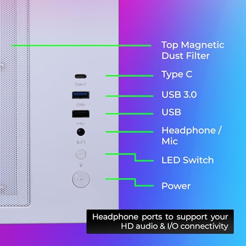 Image of ZEBRONICS Argo Cube Form Factor Gaming Cabinet with Micro ATX, ITX, 2X 120mm Side + 120mm Rear Fan (ARGB Inner Glow), Tempered Glass Front & Side Panel, Type C(White)