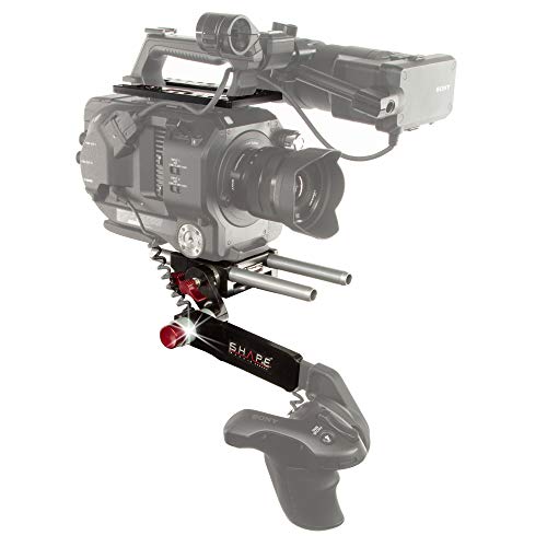 Image of SHAPE Lightweight Bundle Rig, Includes Top Plate, Bottom Plate for 15mm Rods, Remote Extension Handle, 15mm Aluminium Rods for Sony FS7