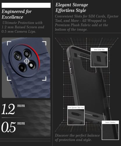 Image of WOW IMAGINE Back Cover for 1+ OnePlus 13R 5G with Hexa Cube Design | Ultra Slim Soft Rubberised Case | Inner Velvet Fabric | Matte Silicone Flexible Mobile Case | Camera Protection - Blue