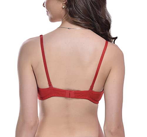 Image of FIMS - Fashion is my style Women Cotton Blend Non-Padded Bra Non-Wired Mould Seamless Cup Solid Bras Cup-B Pack of 1, Multicolor