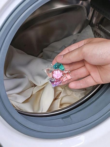 Image of 4 in 1 matic laundry pods for washing machine suitable for Front /Top Load, Odor, Stain Remover, Semi-automatic Detergent pods, smart shot Laundry Cleaning Tablets (45)