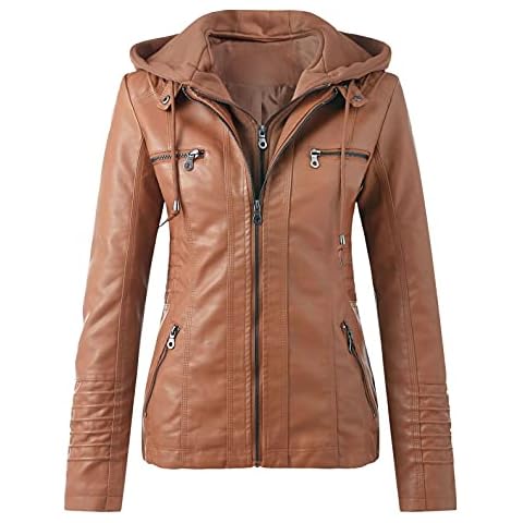 Lederjacke Kunstlederjacke Damen Herbst Winter Motorrad Jacke Bomberjacke Bikerjacke Cover