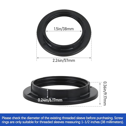Image of E26 /E27 lamp holder shading and dustproof fixing ring kit, compatible with lamp lampshade locking ring /snap ring accessory set, black 5-piece installation component