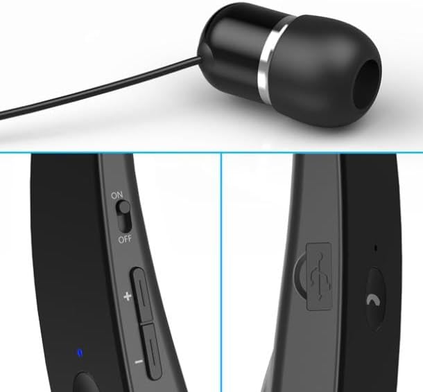 Wireless Headphones Sports Earphones Hands-Free Mic Compatible with Google Pixel 8a/7A/6A/5A/4A 5G, Folding Retractable Neckband Headset Earbuds Hi-Fi Sound