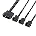 GELRHONR Molex de 4 pines a 3 x 3 pines / 4 pines 12V Cable de adaptador de corriente para ventilador de caja de PC, divisor de ventilador de refrigeración de caja Cable de alimentación en Y-1.1 pies