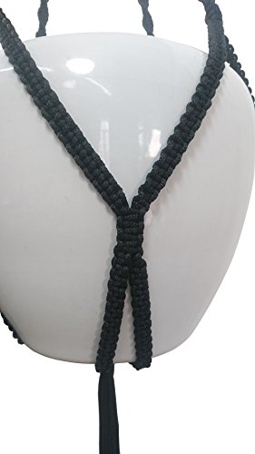 Hanpo 4 Legs Polypropylene Fiber Rope Macrame Plant Hanger Hanging Planter Holders Black& White Color, 48-Inches For 10-12" Pot (Black) #TOP6