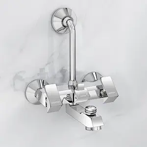 Plantex Pure Brass 3 in 1 Wall Mixer for Bathroom with L-Bend Provision for Overhead and Hand Shower/Mixer Tap for Bathroom with Brass Wall Flange & Teflon Tape/Bathroom Mixer Tap-(PRI-319-Chrome)