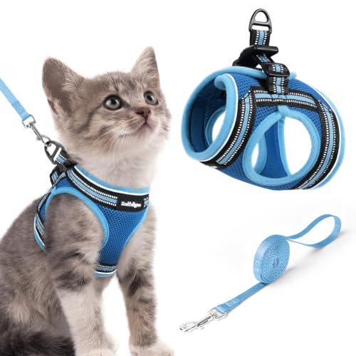 Image of rabbitgoo Cat Harness and Leash Set, Step-in Soft Vest, Blue & Light Blue