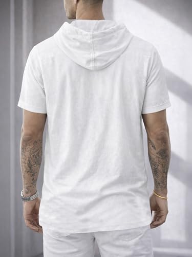 Image of Noble Monk Men's Half Sleeve Hooded Neck T-Shirt | Regular Fit Casual Summer Wear Hoodie Tee for Men