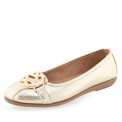 Aerosoles Women's Big Bet Ballet Flat, Soft Gold PU, 9.5W