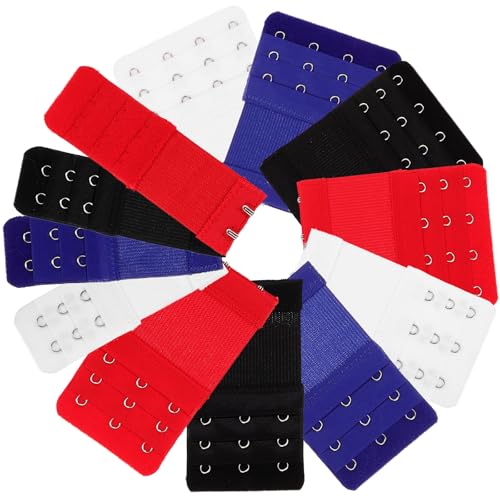 BESPORTBLE 12 Piezas Extensores de Sujetador Elásticos de Poliéster 2, 3 y 4 Ganchos para Mujer, Cómodos para Uso Diario y Adaptación Cómoda en Ropa Interior