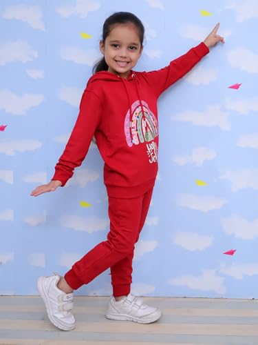 Image of The Mom Store Kids Sweatshirt With Joggers Set| Cotton With French Terry | Cute Prints | Warm | For Boys & Girls | Trendy Winter Sets For Kids | Hoodie And Sweatpant Set