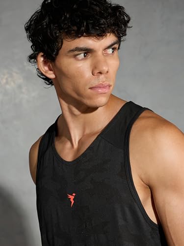Image of TECHNOSPORT Men's Slim Fit Sleeveless Gym Vest Tank Top, VENTMESH Quick Dry Moisture Wicking Stretchable Vest for Gym Workout and Training