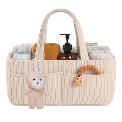 HOVCEH Organizador Pañales, Portátil Organizador Bebe con Osito de peluche, Grande Cesta Organizadora Bebe con Asa, Cesta Cambiador Bebes para Viaje HOVCEH Organizador Pañales, Portátil Organizador Bebe con Osito de peluche, Grande Cesta Organizadora Bebe con Asa, Cesta Cambiador Bebes para Viaje