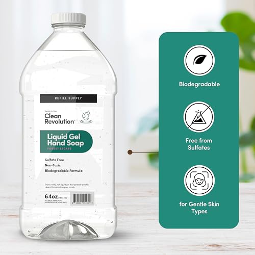 Image of Clean Revolution Liquid Gel Hand Soap Refill with Real Essential Oils - Sulfate-Free Gel Hand Wash, Moisturizing Bulk Refill, Non-Toxic Formula, Made in the USA (Forest Escape) 64 Fl Oz