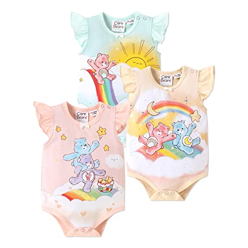 Image of AdoraCute by PatPat Care Bears Baby Girl Boy Clothes 3-pack Long Sleeve Bodysuit Cotton Unisex Baby Rompers Set