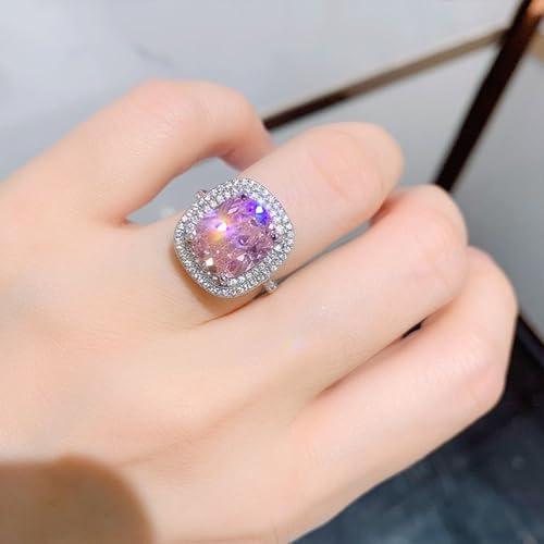 Rings for Women, CZ Halo Engagement Ring Cubic Zirconia Wedding Ring 10 * 12mm Cushion Cut Promise Ring Silver Plated Fashion Jewelry3