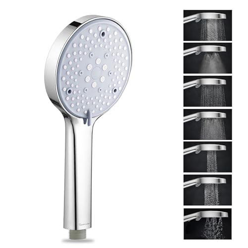 Image of 5-Inch ABS Hand Shower Only for Bathroom | 7 Spray Functions Including Rain, Massage & Mist | High-Pressure Shower Head | Durable Build | Chrome Finish