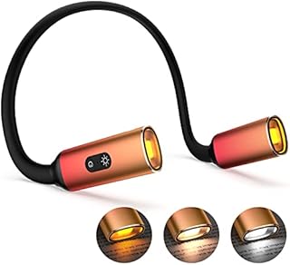 HUNYYN Neck Reading Light, LED Book Lights for Reading in Bed, USB Rechargeable Eye Caring Book Lamp, 3 Colours & Brightness Adjustable, Perfect for Reading, Knitting, Crochet [Energy Class A++]