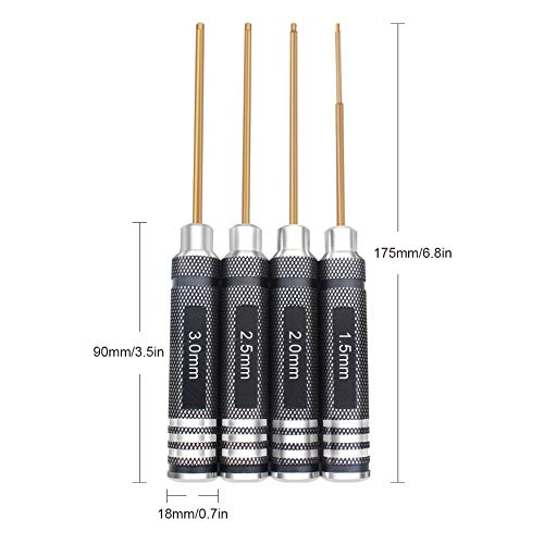 Hrb 4Pcs 1.5Mm 2.0Mm 2.5Mm 3.0Mm Hex Screw Driver Set Rc Hex Driver Set Titanium Hexagon Screwdriver Wrench Rc Tool Kit For Multi-Axis Fpv Racing Drone Rc Quadcopter Helicopter Car Models #TOP1