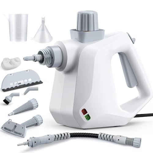 Yolispa Handheld Steam Cleaner, HandHeld Steamer for Cleaning with 9 Accessories and Safety Lock, Multi-Surface Steamer for Cleaning Home Car Upholstery Grout and More