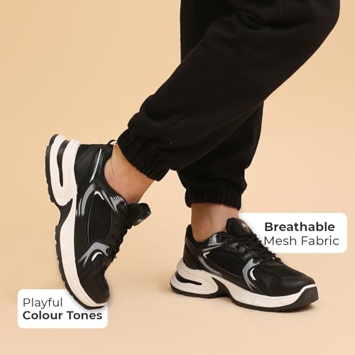 Image of YOHO Women's Chonks Sporty Comfortable Chunky Sneakers | Lightweight & Breathable | Everyday Shoes for Woman /Girls