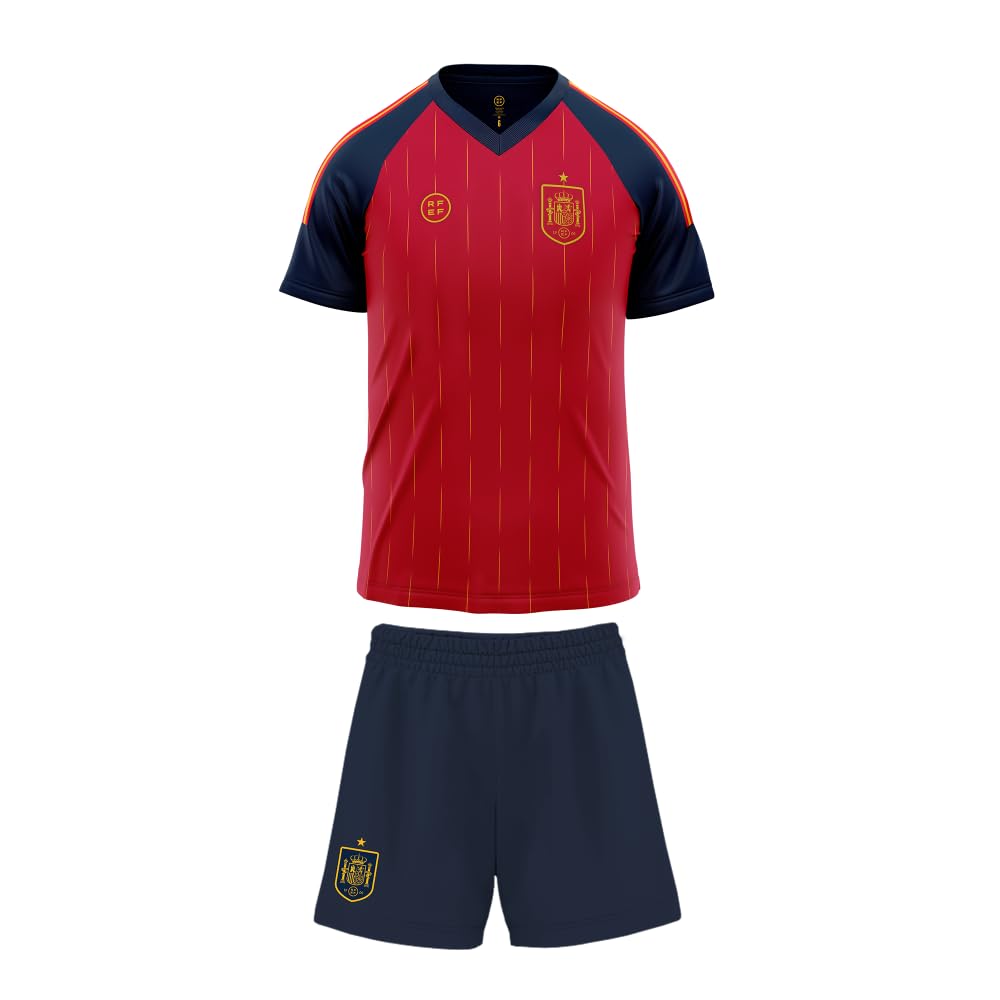 RFEF - Réplica Oficial de la Primera Equipación de la Selección Española de Fútbol 2026 - Minikit Pantalón y Camiseta de España para Niño Unisex - 100% Poliester Transpirable - 1