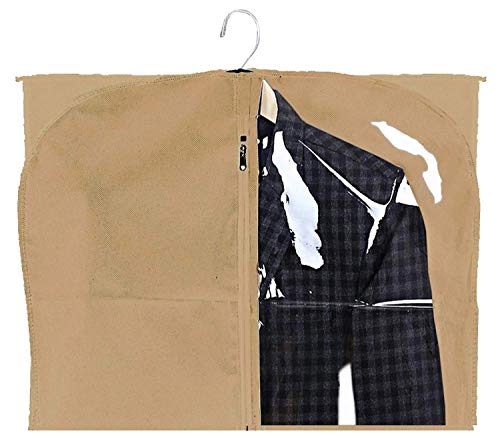 Image of Kuber Industries Half Transparent Blazer Cover|Suit covers with zip for Men, Women|Cloth Organizer for Wardrobe|Transparent Window & Premium Zipper|Pack of 4 (Brown)