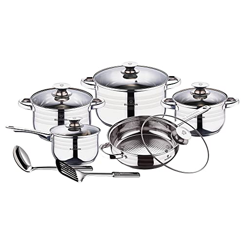 Blauman Gourmet 12Pc Cookware Set Stainless Steel Non Stick Stockpots Pots Pan