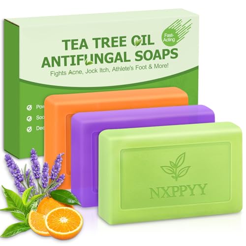 NXPPYY Antifungal Soap-Antibacterial Soap Bar with Tea Tree Oil- Body & Face Wash for Acne,...