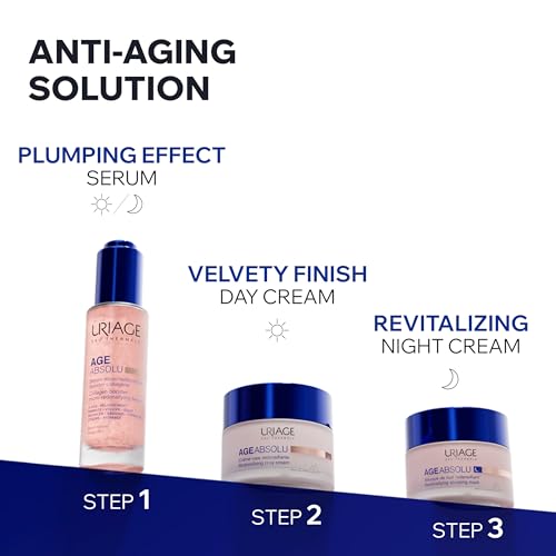 Uriage Age Absolu Collagen Booster Micro-Redensifying Serum With Procollagen Peptides & Retinol, Plumping Effect, Wrinkles, Radiance, Volume, Non-Greasy Finish