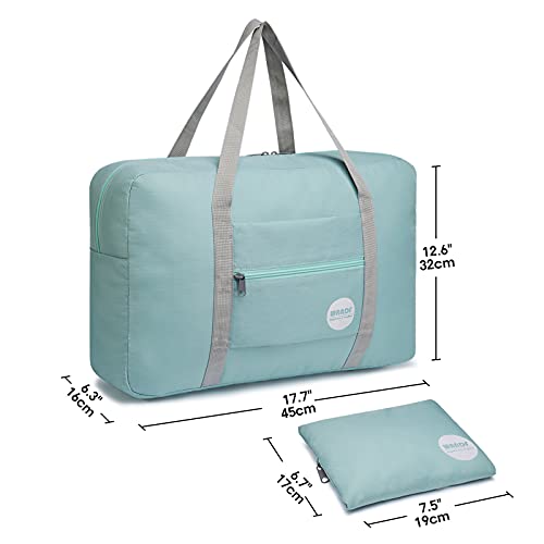 Wandf Foldable Travel Duffel Bag Luggage Sports Gym Water Resistant Nylon (Mint Green)