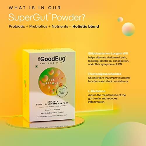 Image of The Good Bug Ibs Rescue C Supergut Powder For Constipation Relief & Irritable Bowel Syndrome|Pre & Probiotic Supplement|5 Billion Cfu Of Clinically Proven Strains|30 Days Pack