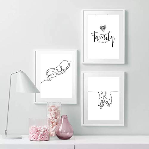 Decoración pared mural familia feliz lienzo pintura dibujo a mano 50x70 5
