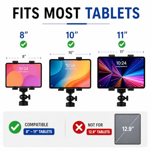 Image of Acuvar Tablet Tripod Mount (Universal) for Apple iPad, iPad Air, iPad Mini & Most Other Tablets + an eCostConnection Microfiber Cloth
