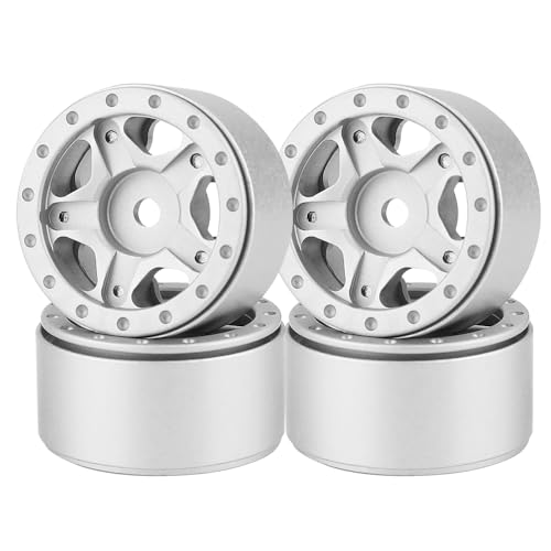Roues Beadlock 1.0 aluminium argent pour Axial SCX24 : jantes premium 1/24