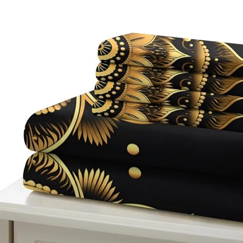 Housse de couette mandala d'or 135x200 parure lit microfris - 7