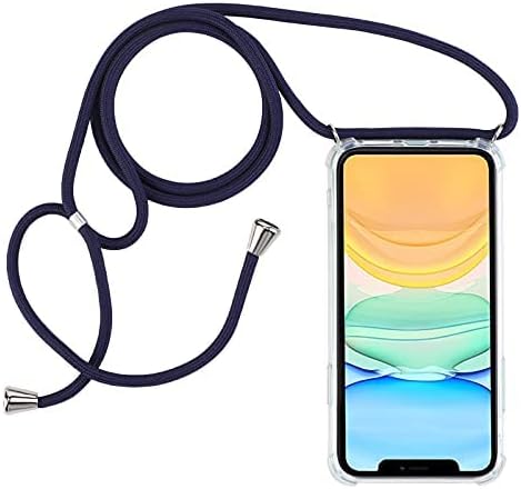PuYu Zhe Compatible With iPhone XR(6.1) Case,Clear Transparent TPU Silicone Shell,Crossbody Slim Stylish Shockproof Cover,Adjustable Neck Cord Lanyard-Gray