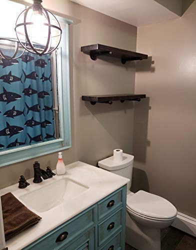 My Rustic Industrial Black Iron Pipe Shelf Brackets –12 Inch Set Of 6, Heavy Duty Rustic Floating Shelf Bracket, Clothing Rack, Coated Finish, Hardware Included thumb #4