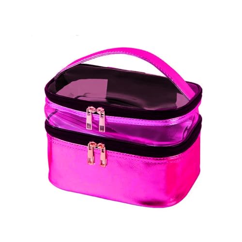Necessaire Estojo Organizadora Grande Bolsa De Cosméticos Porta Maquiagem Viagem Com Alça (ROSA-PINK)