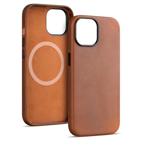 Coque cuir iPhone 15 Maogoam Crazy Horse marron 6,1 pouces