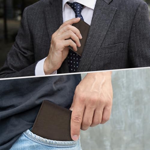 Image of Chelmon Slim Wallet for Men ID Window with RFID Blocking Front Pocket Minimalist Bifold Bussiness Card Holder Gift for Men