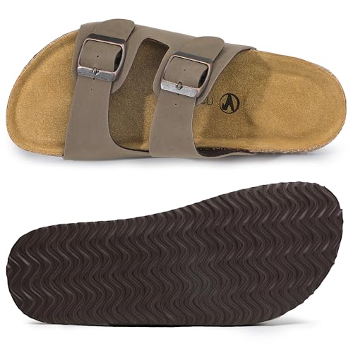 HOMETRUE Womens Sandals Cork Footed Flat Womens Slides Sandals Adjustable Buckle Straps Durable Sandal for Women2