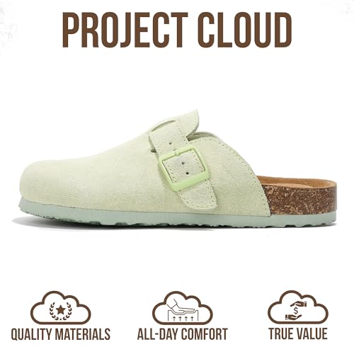 Image of Project Cloud 100% Genuine Leather Footbed Clogs for Women - Memory Foam Arch Support Slippers for Women - Trendy Slip-ons Women's Mules & Clogs Sandals