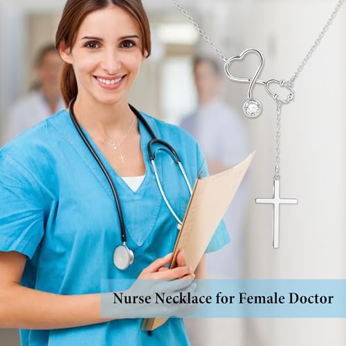 SmileBelle Nurse Gifts for Women, Nurse Necklace as Nursing Appreciation Practitioner Gifts for Nurses, Nursing School Stainless Steel Medical Assistant as Accessories for Work Woman New Nurses2